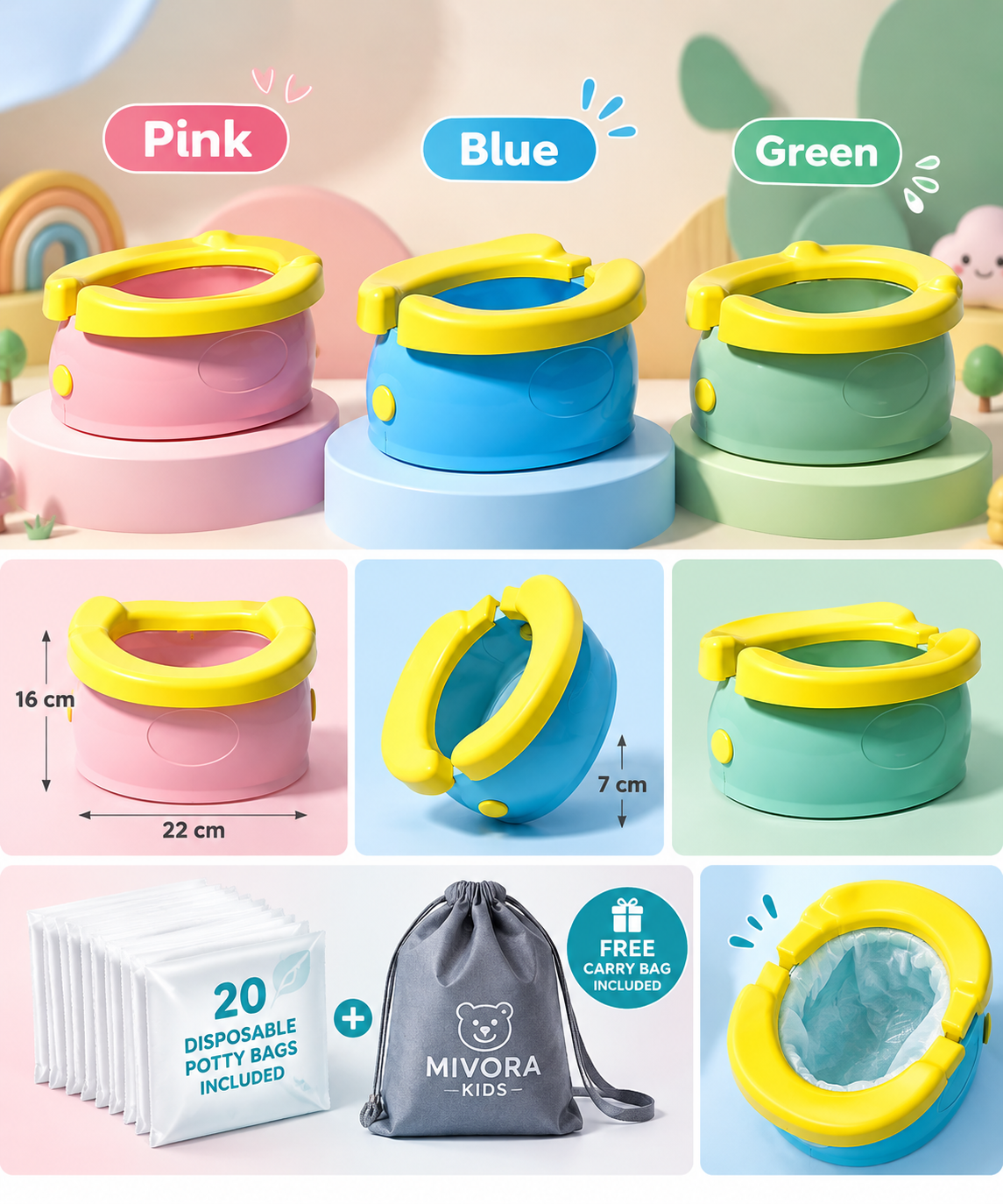 Mivora GoPotty™ Foldable Travel Potty