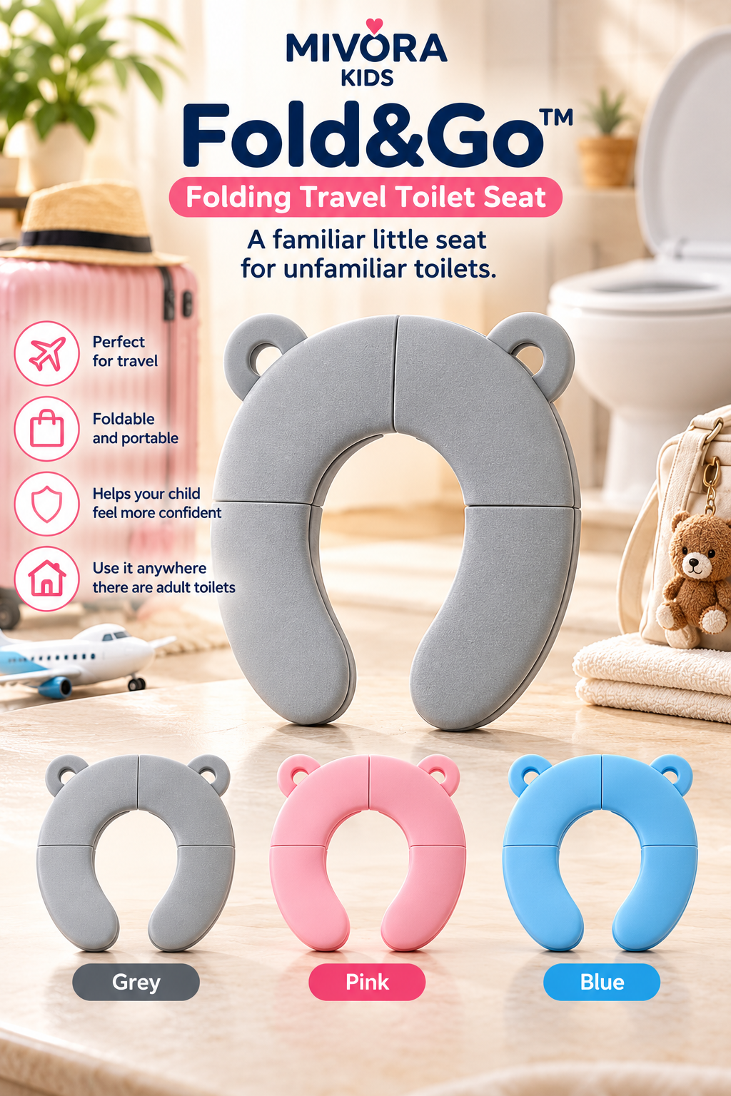 Mivora Fold&Go hero - folding travel toilet seat