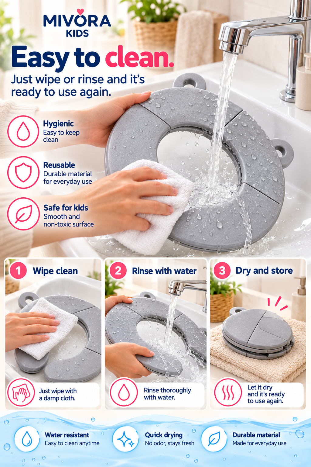 Mivora Fold&Go easy to clean